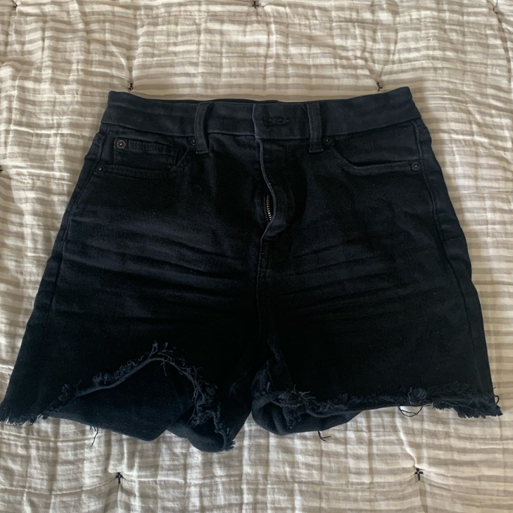 Black Stretch Denim Shorts